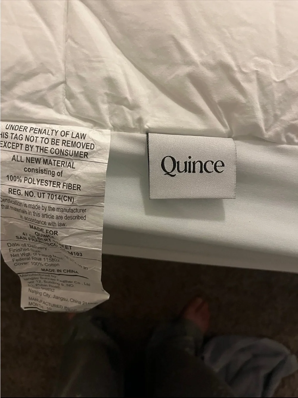 Mattress pad- king